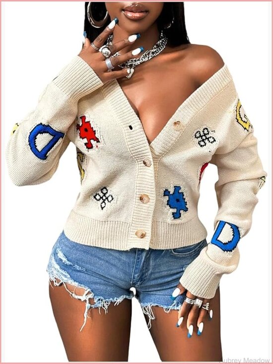 Sweaters - Women's Button Down Cardigan Sweater V Neck Knit Open Front
